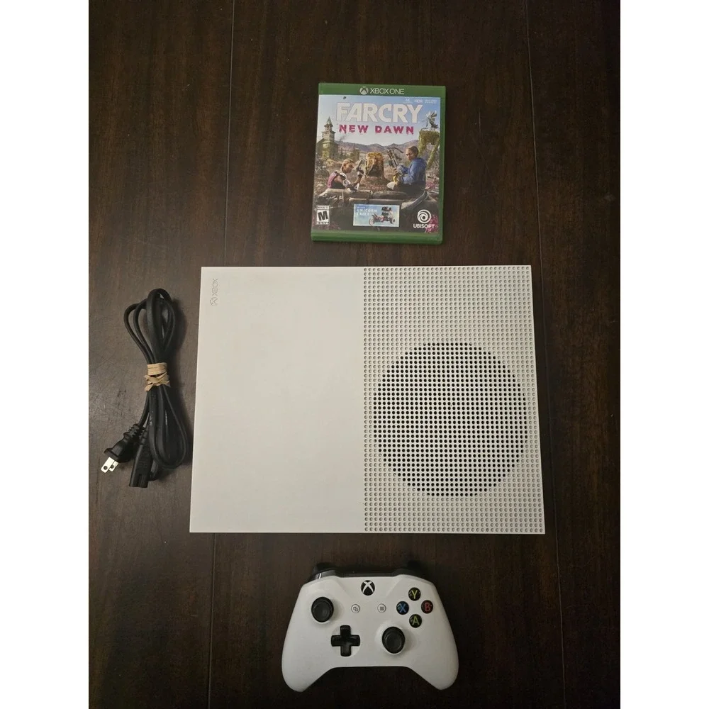 Microsoft Xbox One S White 1681 Console Bundle 500GB w/Controller +1 Game TESTED